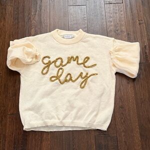 game day shop the mint Cream Sweater with Gold Script